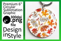 Vibrant Watercolor Autumn Season Round Design Keychain Product Image 1