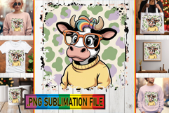 Cheerful PNG Art for TSHIRTS, Cute Cow Product Image 1