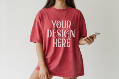 Crimson Comfort Colors 1717 T-shirt Mockups, Real Model Product Image 1