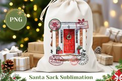 Christmas Red Door Santa Sack, Christmas Gift Bag Product Image 1