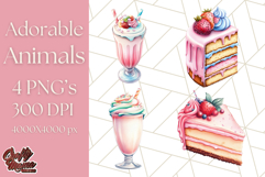 Pastel Sweet Treats Clipart, Ice Cream, Cakes, Donuts Png Product Image 1