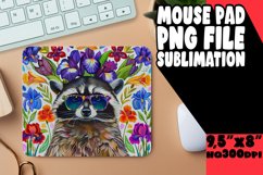 Vibrant Raccoon &amp; Floral Wrap for Mouse Pad PNG Product Image 1