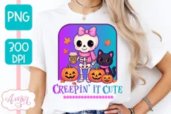 Cute Skeleton PNG, Cute Halloween Sublimation Design Product Image 1