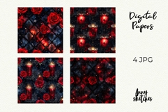 Red Roses &amp; Candles Seamless Pattern Dark Romance Background Product Image 2
