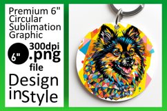 Dynamic Dog Round Design Keychain Sublimation Art Product Image 1