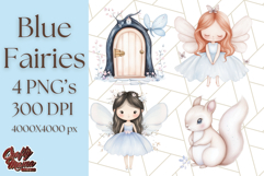 Pastel Blue Fairy Garden Clipart, Enchanted Cottagecore Png Product Image 1
