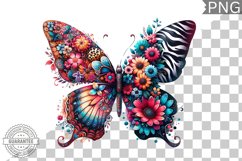 Vibrant Floral Butterfly Sublimation - Clipart PNG Design Product Image 1