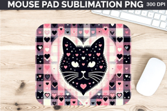 Watercolor Cat Mouse Pad Sublimation - Valentines PNG Design Product Image 1