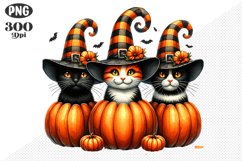 Halloween Cat And Pumpkin Sublimation - Clipart PNG Design Product Image 1