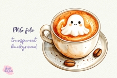 Pumpkin Spice Latte PNG Halloween Ghost Cafe Clipart Product Image 2