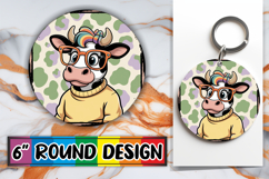 Radiant Round Coaster Design, Cute Cow Product Image 1