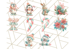 Coral and Aqua Christmas Clipart PNG, Pastel Holiday Art Product Image 7