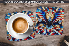 Eagle Coaster Sublimation, 4th Of July Coaster PNG Product Image 1