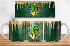 Lucky Hearts Shamrock Love Mug Wrap PNG Sublimation Design Product Image 1