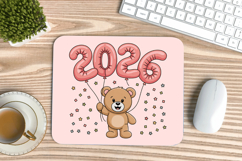 Happy New Year PNG Mouse Pad,Festive New Year's Eve 2026 PNG Product Image 1