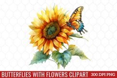 Butterflies With Flowers Clipart Product Image 1