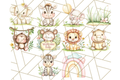 Pastel Safari Jungle Baby Animals PNG Clipart, Nursery Product Image 7