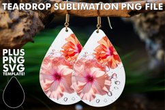 Watercolor Oasis: Teardrop Earrings Sublimation Designs PNG Product Image 1
