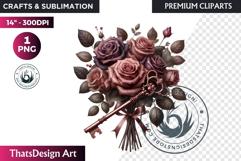 Dark flowers, wedding Florals PNG, Dark Romance Clipart Product Image 1