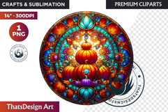 Autumn Thanksgiving Stained Glass PNG, Fall Pumpkin clipart Product Image 1