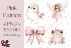 Pastel Pink Fairy Garden Clipart, Enchanted Cottagecore Png Product Image 1