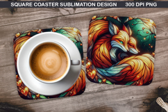 Original Fox Coaster Sublimation, Valentine Coaster PNG Desi Product Image 1