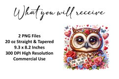 Valentine's Day Owl Tumbler Wrap Sublimation Design Product Image 2