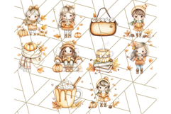 Pumpkin Spice Chibi Girls, Fall Accessories PNG, Cozy Autumn Product Image 7