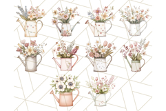 Watering Can Flowers PNG, Rustic Floral Watercolor Clipart Product Image 9
