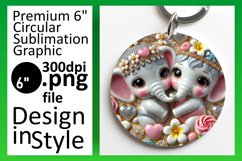 Bright Round Design Keychain Template , Sweet Animals Product Image 1