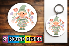 Radiant Round Car Coaster Sublimation, Spring Gnomes Product Image 1