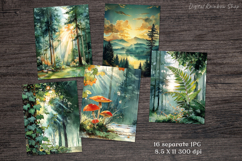 Watercolor Forest sunset Junk Journal Printable Pages Product Image 2