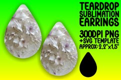 Floral 3D Hole Teardrop Earrings Sublimation Design Product Image 1