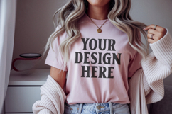 Christmas Bella Canvas 3001 Heather Peach Shirt Mockup ,Tran Product Image 1