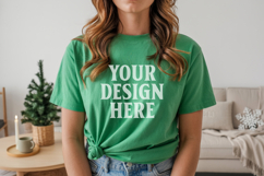 Bella Canvas 3001 Kelly Green Christmas Shirt Mockup, Trandy Product Image 1