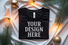 Christmas Bella Canvas 3001 Black Folded Tshirt Mockup Product Image 1