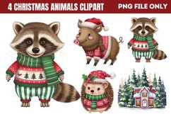 Woodland Christmas Animals Clipart PNG Product Image 1