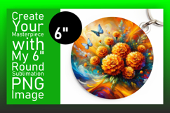 Artistic Circle PNG Coaster Design , Flowers Product Image 1