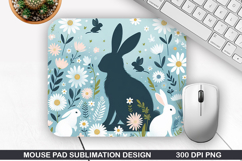 Bunny Mouse Pad Sublimation, Easter Bunny Mouse Pad PNG Product Image 1