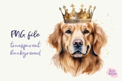 3 Golden Retriever in Crown Watercolor Clipart PNG Product Image 4
