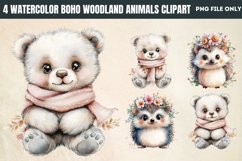 Watercolor Boho Woodland Animals Clipart PNG Product Image 1