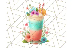 Coral and Aqua Summer Clipart PNG Pastel Tropical Icons Product Image 3