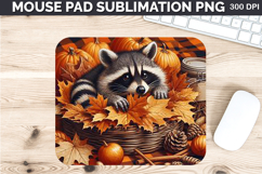 Watercolor Raccoon Mouse Pad Sublimation - Thanksgiving PNG Product Image 1