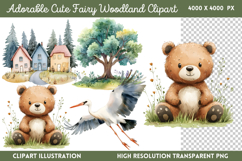 Adorable Cute Fairy Woodland Clipart PNG Product Image 1