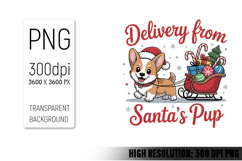 Cute Christmas Dog, Animal Sublimation Clipart PNG Product Image 1