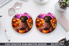 Halloween Dog Car Coaster Sublimation| Halloween Coaster PNG Product Image 1