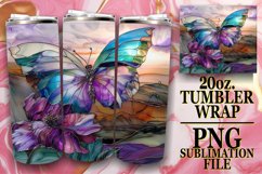 Spring-Inspired Glitter Butterfly Design Wrap 20oz Product Image 1