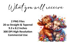 Valentine's Day Highland Cow Tumbler Wrap Sublimation Design Product Image 2