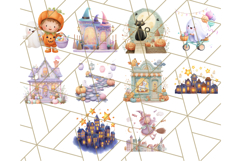 Pastel Halloween Town PNG Clipart, Spooky Shops &amp; Homes Png Product Image 7