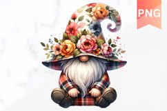 Floral Gnome Sublimation - Gnome Clipart Design Product Image 1